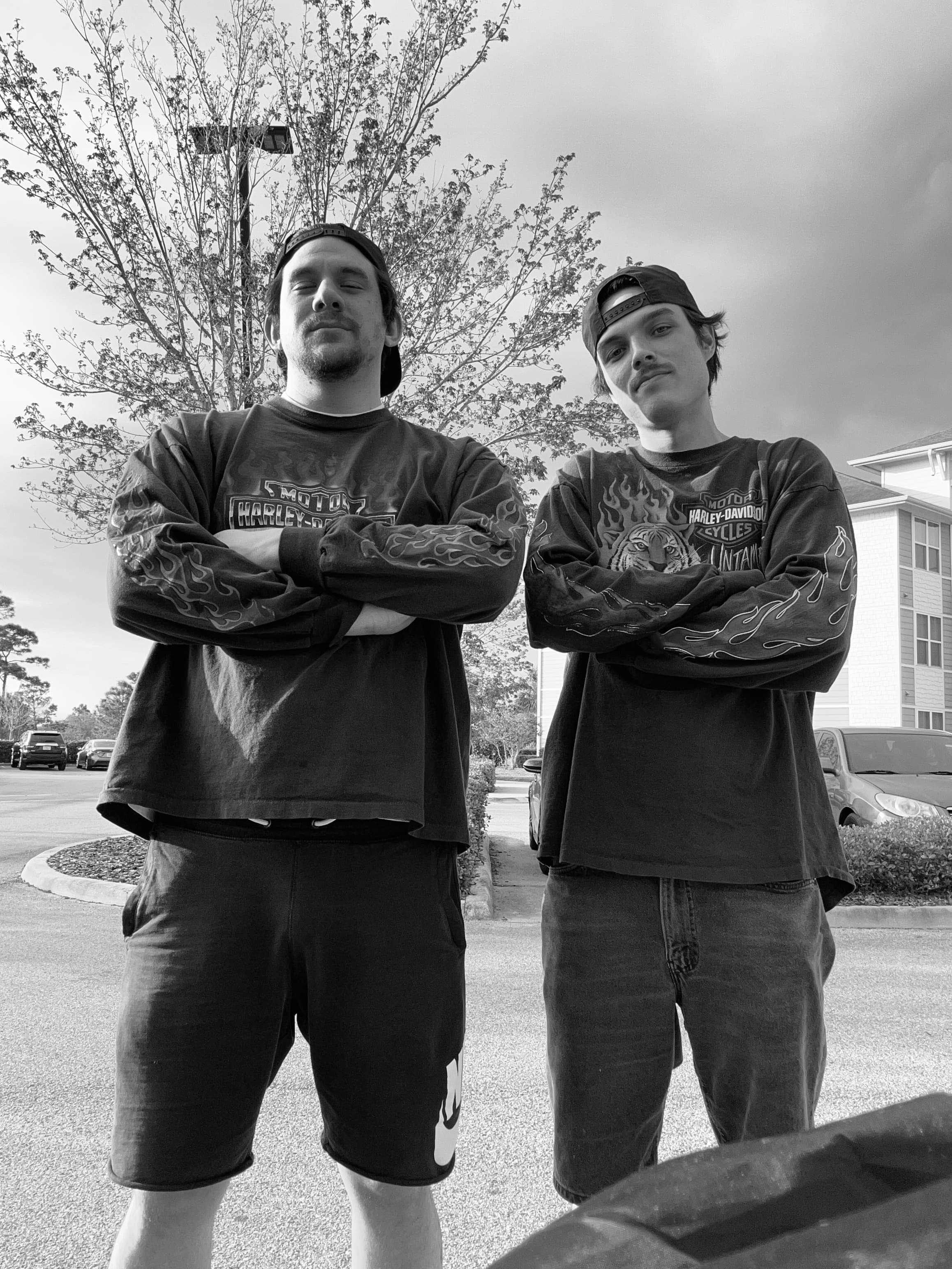 The two brothers behind Cash4Shirts, in vintage Harley-Davidson tees